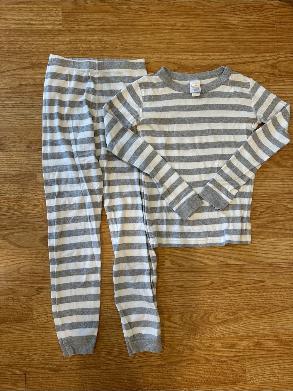 Hanna Andersson Gray White Striped HannaJams Pajama Set Size 10 Boys Girls